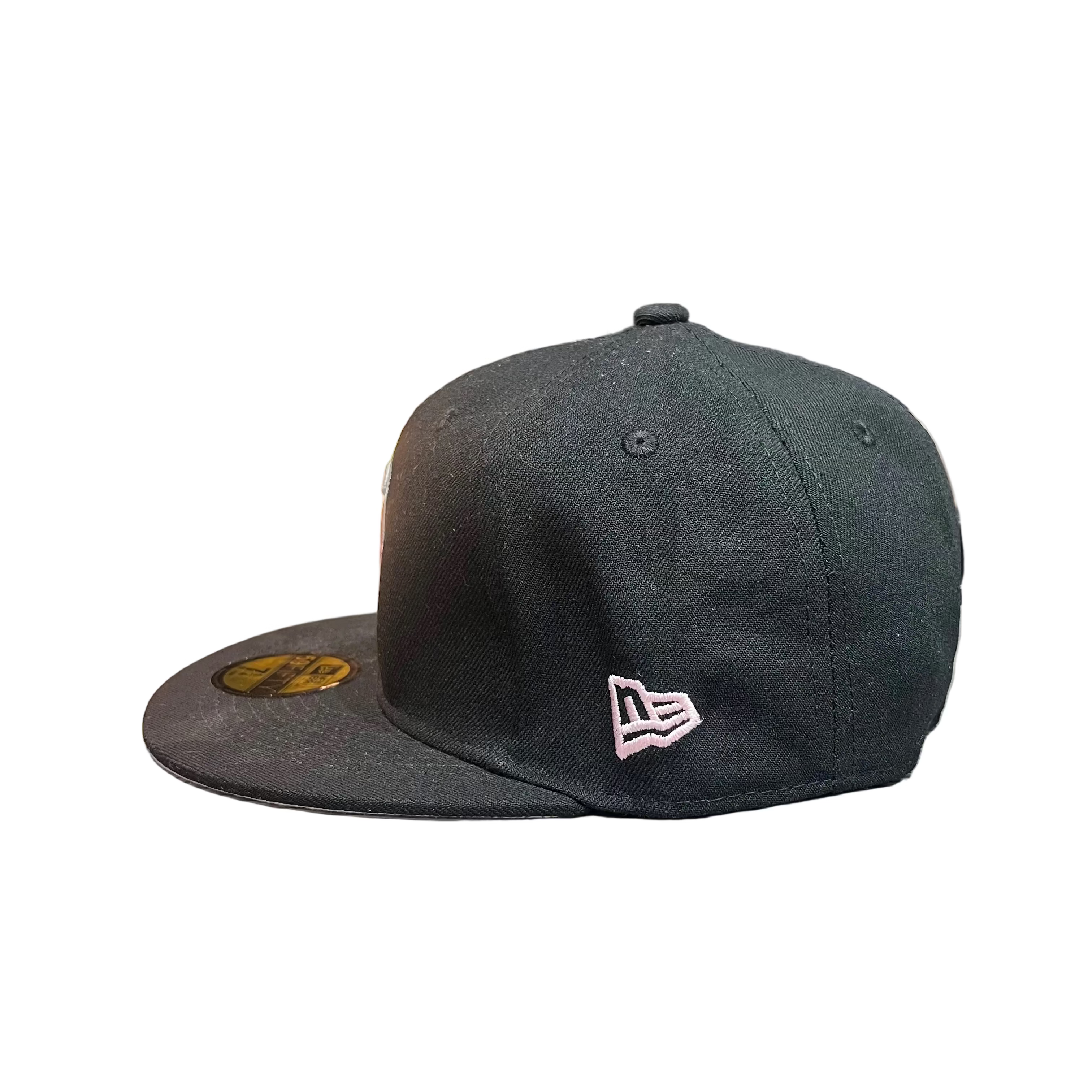Los Angeles Anaheim Angels Black New Era 59FIFTY Fitted Cap – Pink Logo & Side Patch