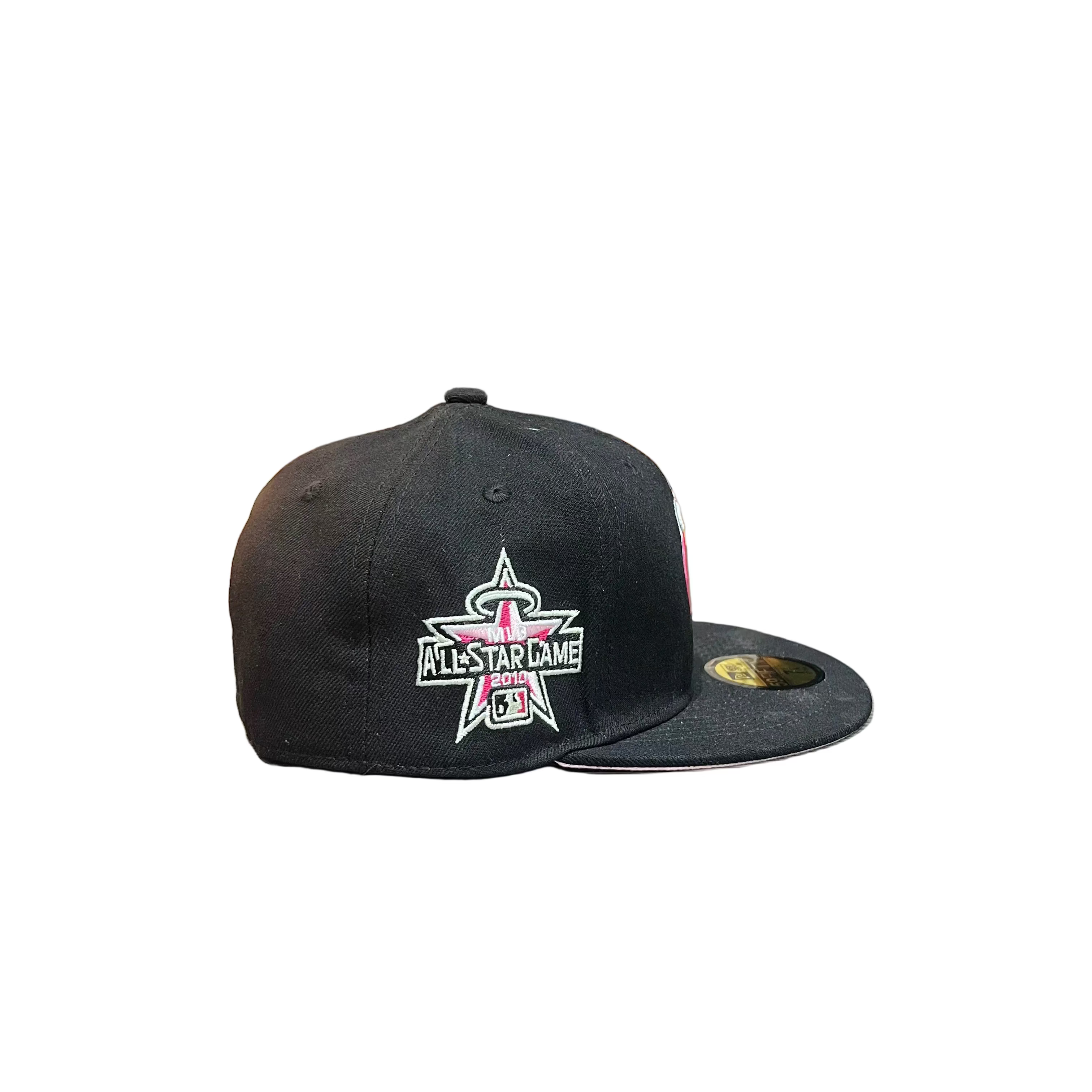Los Angeles Anaheim Angels Black New Era 59FIFTY Fitted Cap – Pink Logo & Side Patch