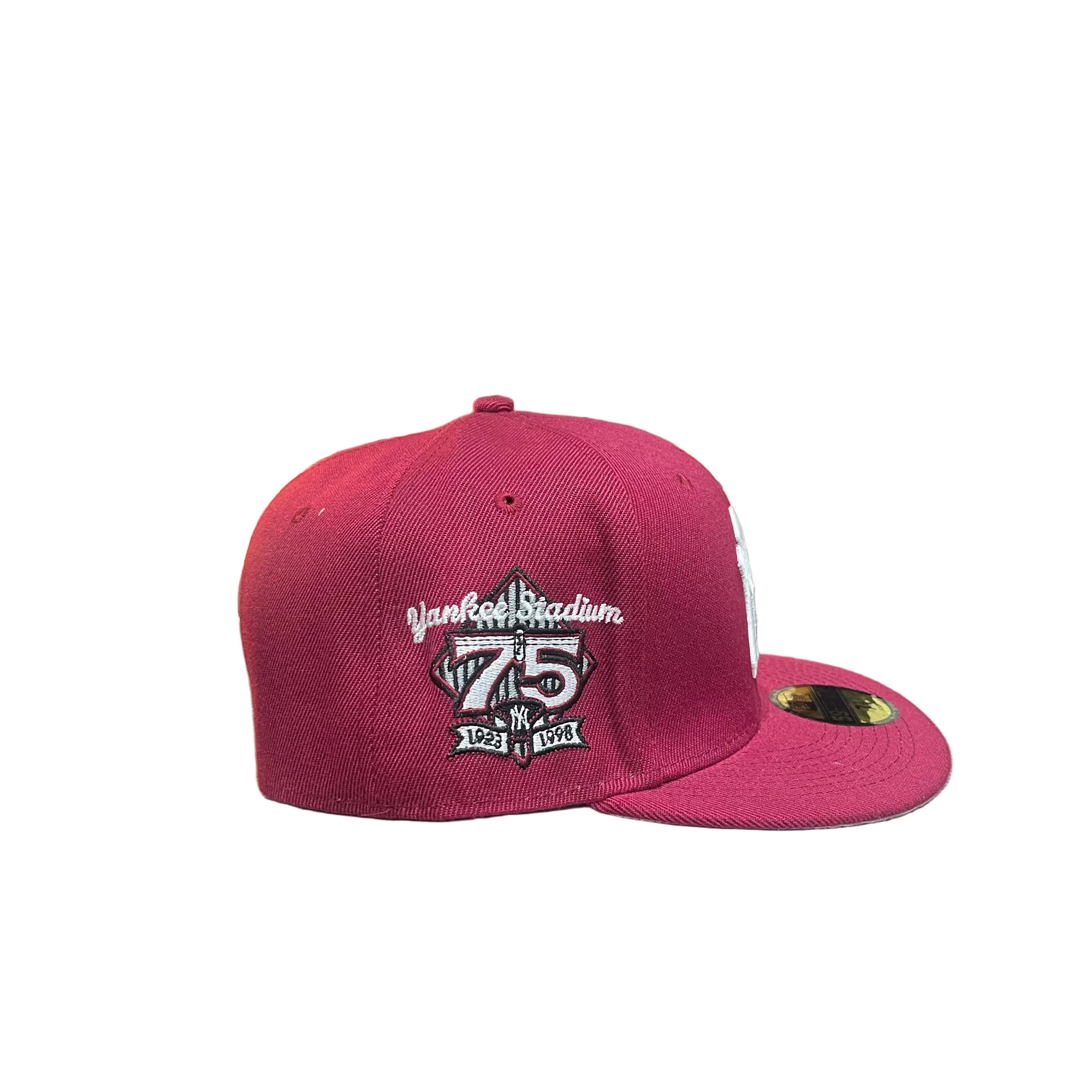 New York Yankees Burgundy New Era 59FIFTY Fitted Cap – Yankee Stadium 75th Anniversary Patch