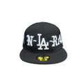 Los Angeles Dodgers “N-LA-RAISED” Black New Era 59FIFTY Fitted Cap – All Around Script