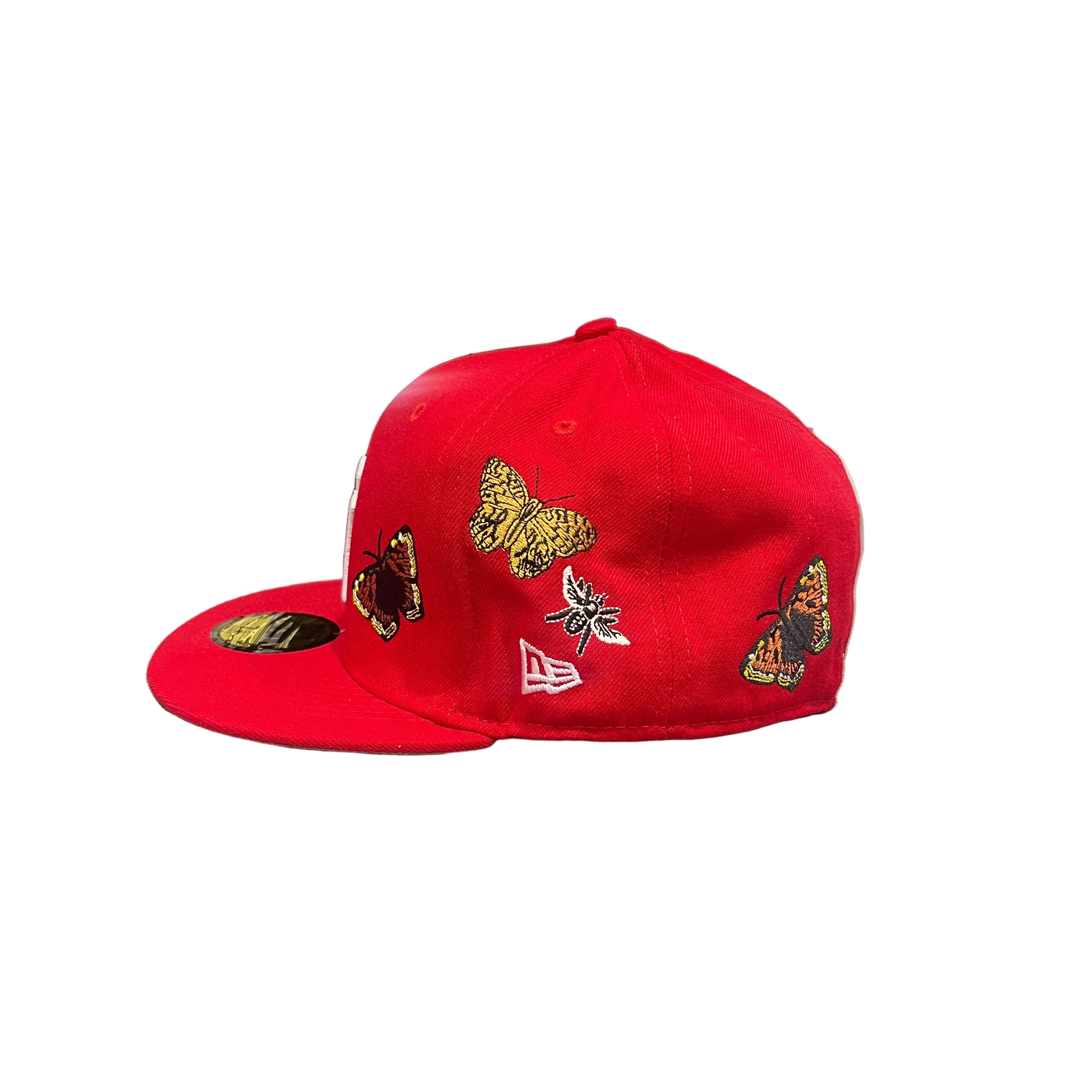 New York Yankees Red New Era 59FIFTY Fitted Cap – Floral & Butterfly Embroidery Edition