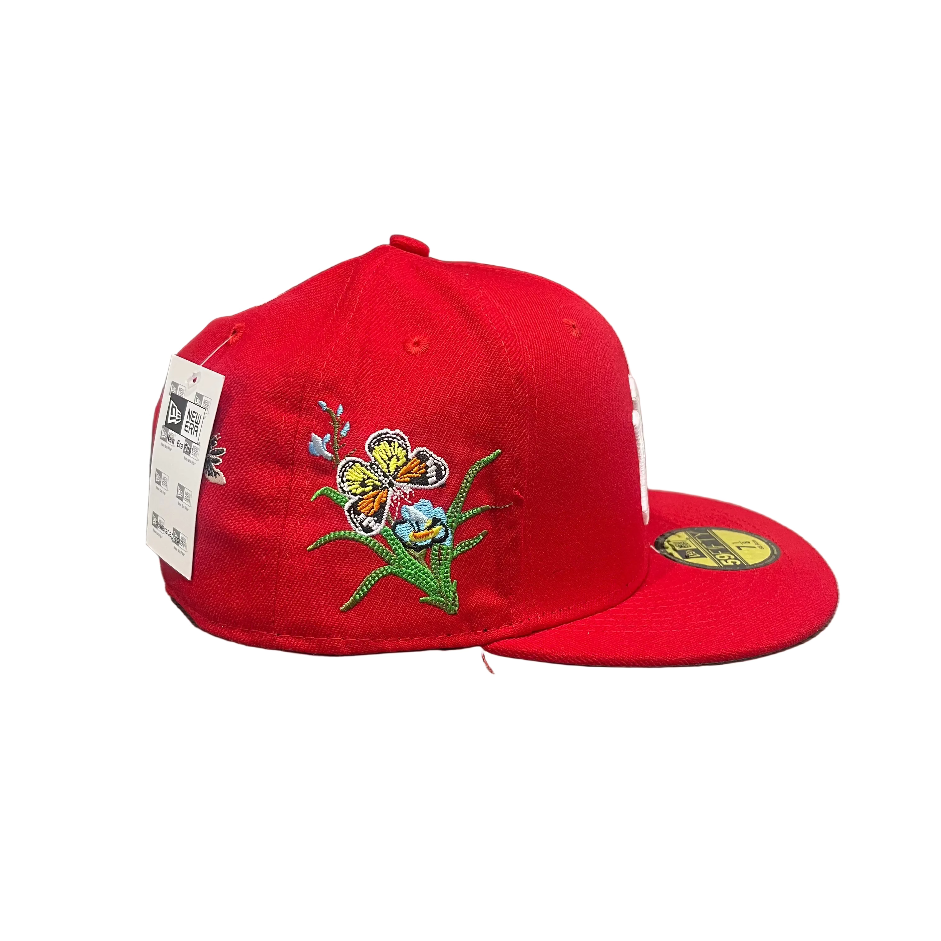 New York Yankees Red New Era 59FIFTY Fitted Cap – Floral & Butterfly Embroidery Edition